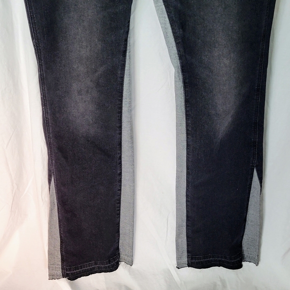 Rebel Vengeance Men's Low Rise Flare Two Tone Distressed Jeans - Size 34 - Picture 5 of 15